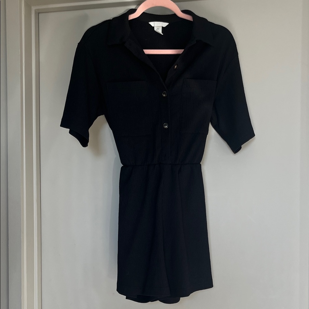 Black Short Sleeve Romper
